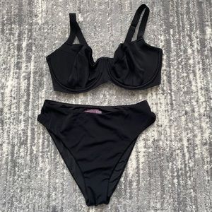 NEVER WORN! Black Victoria secret Demi cup high wasted bikini